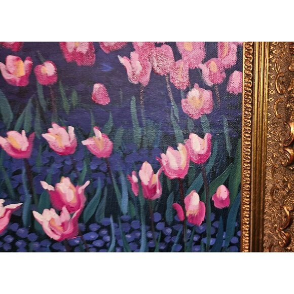 David Harrison Acrylic Floral Painting In Ornate Frame From Nordstrom Collection - Picture 10 of 13